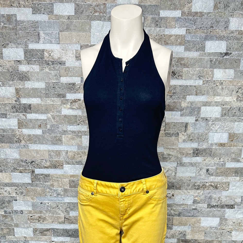 Express One Eleven Button Down Halter Thing Bodysuit